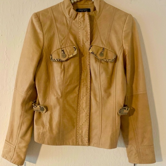 Etcetera tan leather jacket. Size 8 - Picture 2 of 13